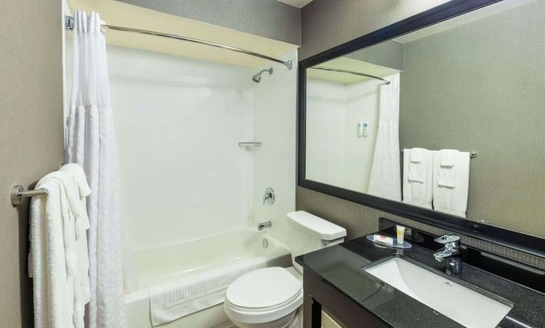 Private guest bathroom with tub at Comfort Inn Corner Brook.