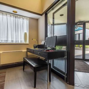 Lobby workspace with computer and printer at Comfort Inn Yarmouth.