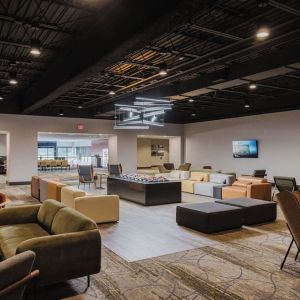 Lobby and coworking lounge at Crowne Plaza Aire MSP Airport - Mall Of America.