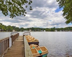 Paddle boats in lake at Sturbridge Host Hotel.