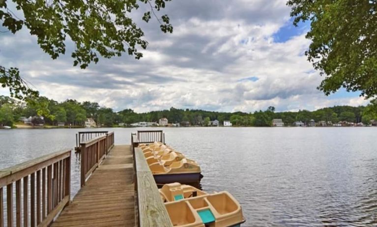 Paddle boats in lake at Sturbridge Host Hotel.