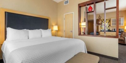 Day use room with living room at Cambria Suites Denver Airport.