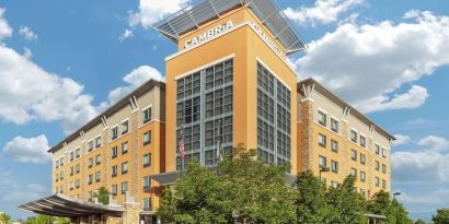 Hotel exterior at Cambria Suites Denver Airport.