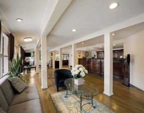 Lobby and coworking lounge at Best Western Woodbury Inn.