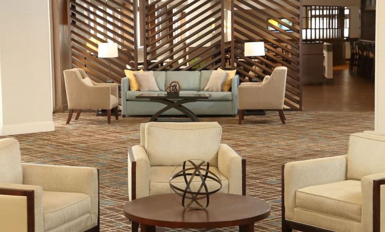 Lobby and coworking lounge at DoubleTree By Hilton Westborough.