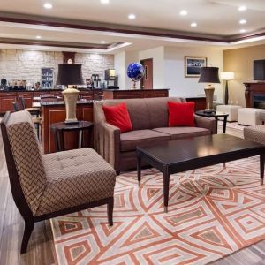 Lobby and coworking lounge at Best Western Granbury Inn & Suites.