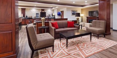 Lobby and coworking lounge at Best Western Granbury Inn & Suites.