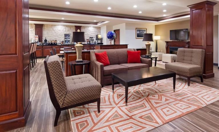 Lobby and coworking lounge at Best Western Granbury Inn & Suites.