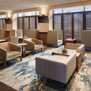 Lobby and coworking lounge at The Westin SFO Airport.