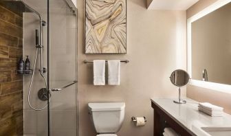 Guest bathroom with shower at The Westin SFO Airport.