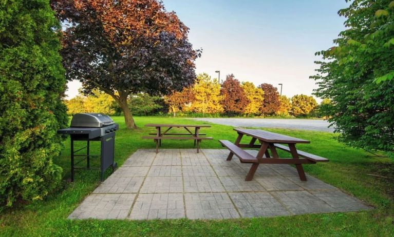 Outdoor picnic and BBQ area at Comfort Inn Kingston HWY 401.