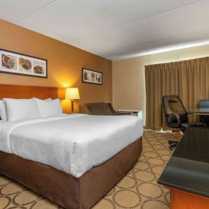 Day use room with TV, work desk, sofa and private bathroom at Comfort Inn Edmundston.