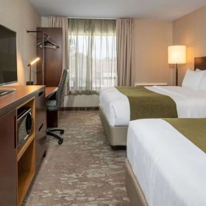 Day use twin room with TV, work desk and private bathroom at Comfort Inn Hamilton.