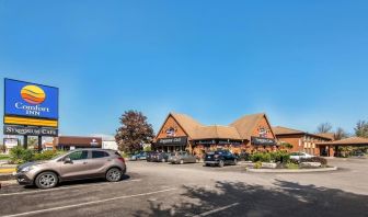 Hotel exterior and parking area at Comfort Inn Brantford.