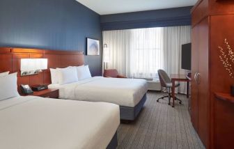 Day use twin room with work desk at Courtyard By Marriott Waterloo St. Jacobs.