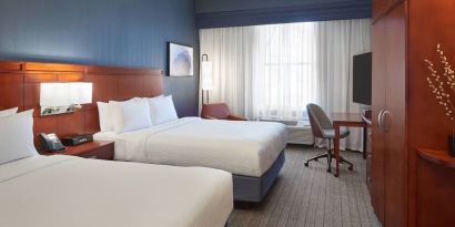 Day use twin room with work desk at Courtyard By Marriott Waterloo St. Jacobs.