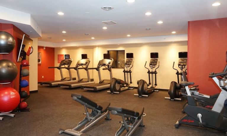 Fully equipped fitness center at TownePlace Suites By Marriott London.