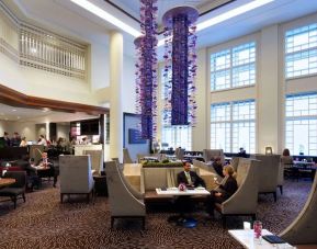 Dining area perfect for coworking at Hyatt Regency Boston.