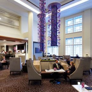 Dining area perfect for coworking at Hyatt Regency Boston.