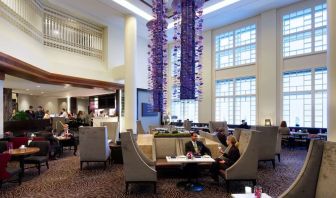 Dining area perfect for coworking at Hyatt Regency Boston.