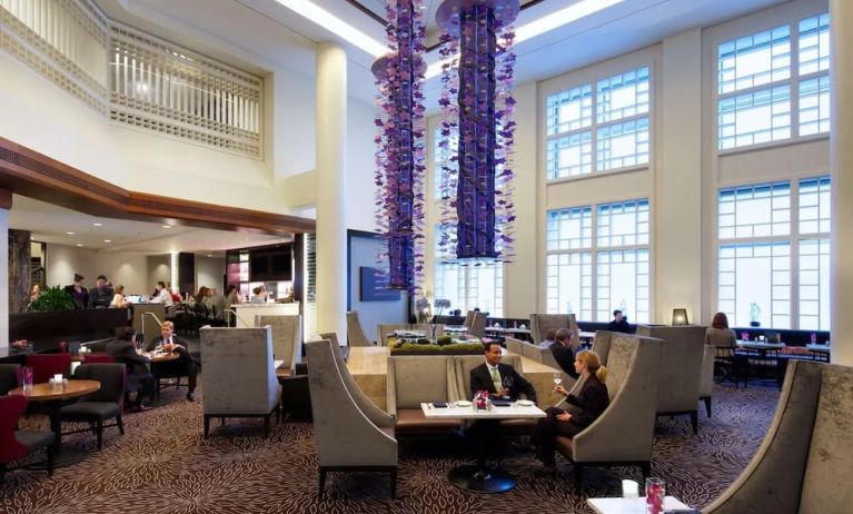 Dining area perfect for coworking at Hyatt Regency Boston.