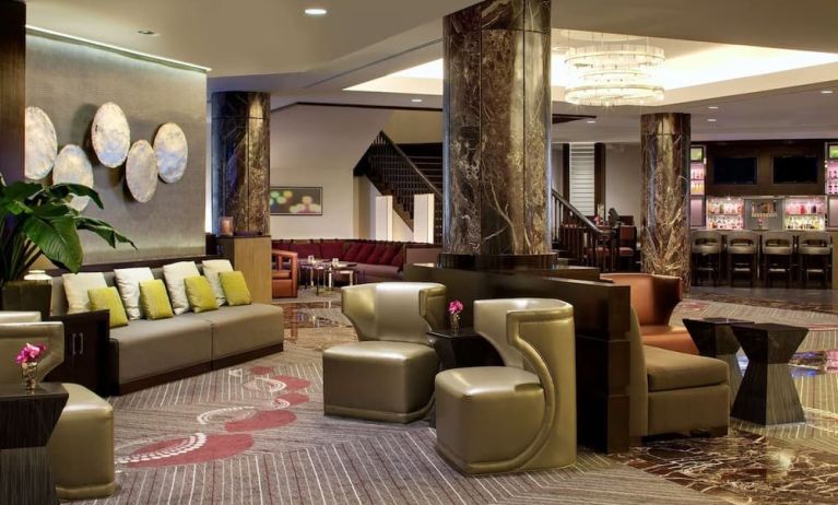 Lobby and coworking lounge at Hyatt Regency Boston.