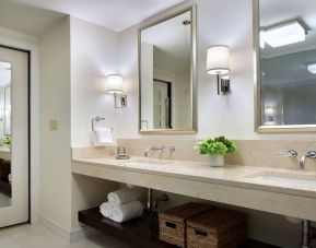 Guest bathroom with shower at Hyatt Regency Boston.