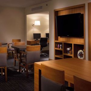 Executive lounge and business center with computers and printer at Hyatt Regency Vancouver.