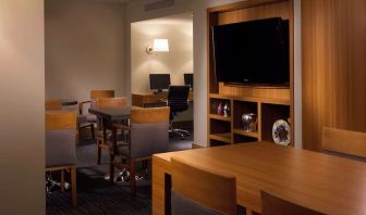 Executive lounge and business center with computers and printer at Hyatt Regency Vancouver.