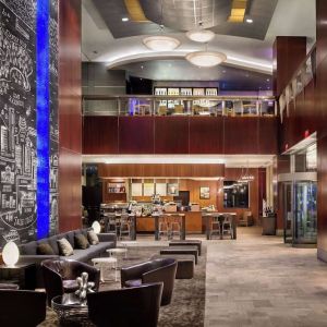 Stylish and comfortable lobby lounge at Hyatt Regency Vancouver.