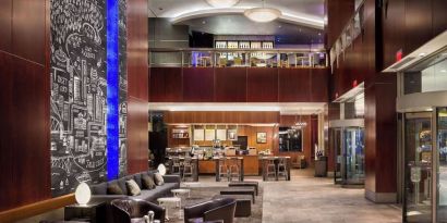 Stylish and comfortable lobby lounge at Hyatt Regency Vancouver.