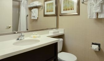 Guest bathroom with showers and free toiletries at Holiday Inn Conference Center Edmonton South.