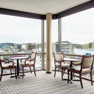 Beautiful sitting area with city view at Delta St. John's Hotel & Conference Center.