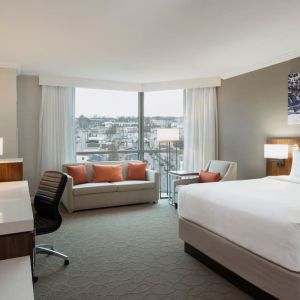 Day use room with sofas and work desk at Delta St. John's Hotel & Conference Center.