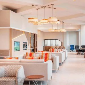 Stylish and comfortable lobby lounge, perfect for co-working at Delta St. John's Hotel & Conference Center.