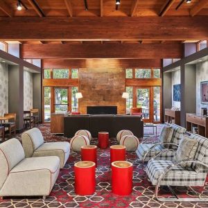 Lobby and coworking lounge at Four Points By Sheraton Salt Lake City Airport.