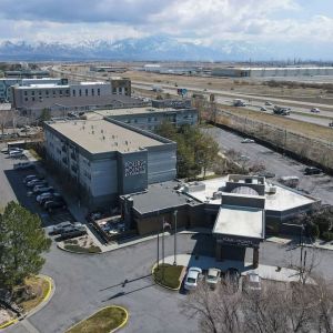 Hotel exterior at Four Points By Sheraton Salt Lake City Airport.