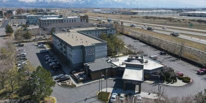 Hotel exterior at Four Points By Sheraton Salt Lake City Airport.