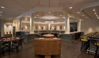 Dining area perfect for coworking at Crowne Plaza Englewood.