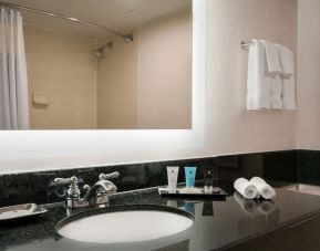 Guest bathroom with shower at Crowne Plaza Englewood.