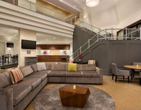 Lobby and coworking lounge at Crowne Plaza Englewood.