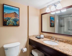 Guest bathroom with shower and free toiletries at Sheraton Hotel Newfoundland.