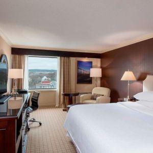 Day use room with work desk and sofa at Sheraton Hotel Newfoundland.