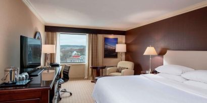 Day use room with work desk and sofa at Sheraton Hotel Newfoundland.