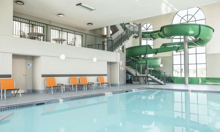 Indoor pool with water slide at Holiday Inn Express & Suites Medicine Hat.