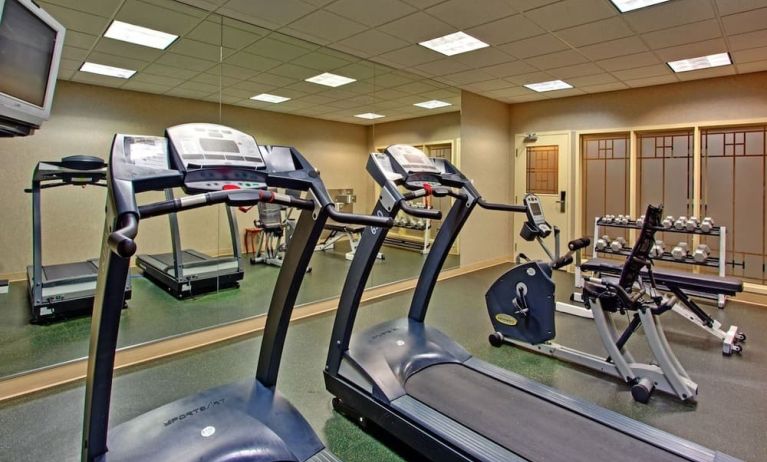 Well equipped fitness center at Holiday Inn Express & Suites Medicine Hat.