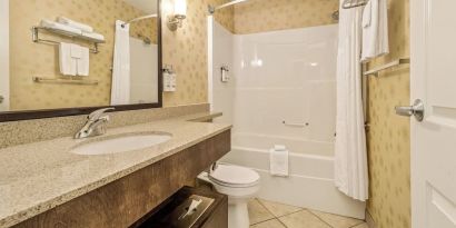 Guest bathroom at Holiday Inn Lethbridge. 