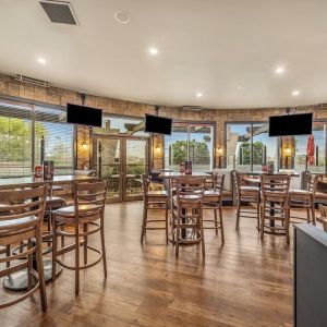 Hotel bar and lounge area at Holiday Inn Lethbridge. 