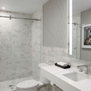 Guest bathroom with shower at Le Parc At Melrose.