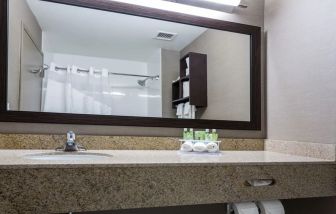 Guest bathroom with shower at Holiday Inn Express & Suites Naples Downtown - 5th Avenue.